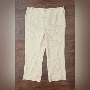 Lauren Ralph Lauren Khaki 100% Linen Wide Leg Pants Side Zip Lagenlook NWT 12